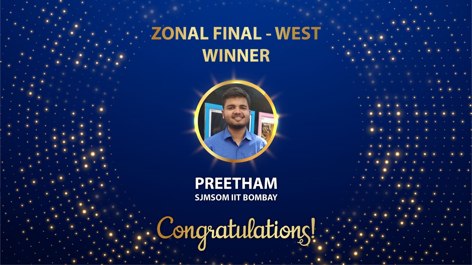 Student from SJMSOM IIT Bombay wins a spot in the National finals!