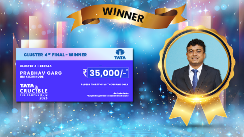 Prabhav Garg Bags Top Spot at Tata Crucible Campus Quiz 2023 – Kerala Cluster Finals