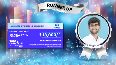 Arnav Jaggi triumphs at the Tata Crucible Campus Quiz 2023— Tamil Nadu 2 Cluster Finals