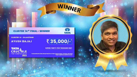Ayush Bajaj emerges victorious in the Tata Crucible Campus Quiz 2023— Rajasthan Cluster Finals