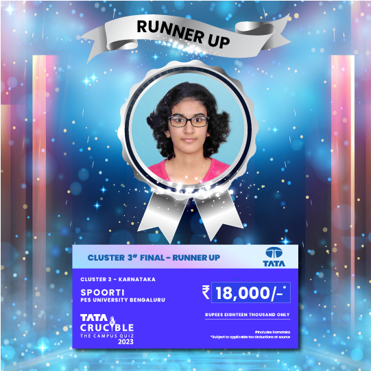 Nikunj Sharma triumphs at the Tata Crucible Campus Quiz 2023—Karnataka Cluster Finals Nikunj Sharma triumphs at the Tata Crucible Campus Quiz 2023—Karnataka Cluster Finals